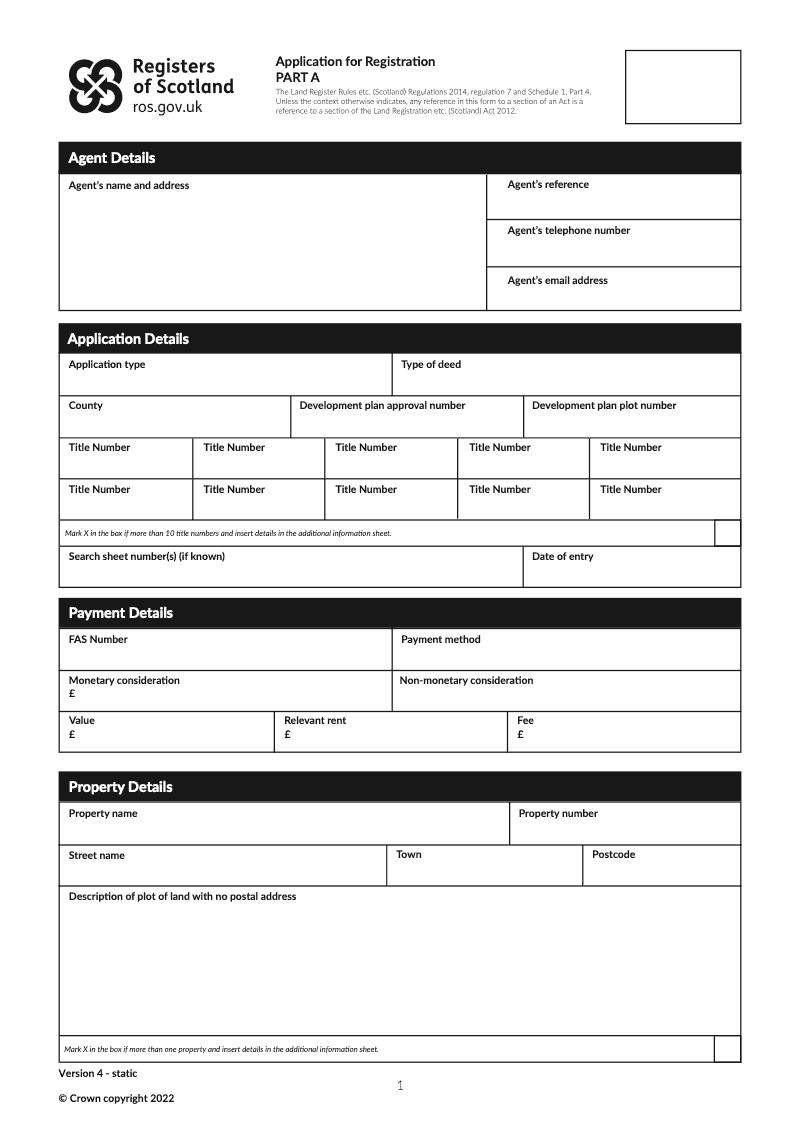 AF S Application for Registration Scotland preview