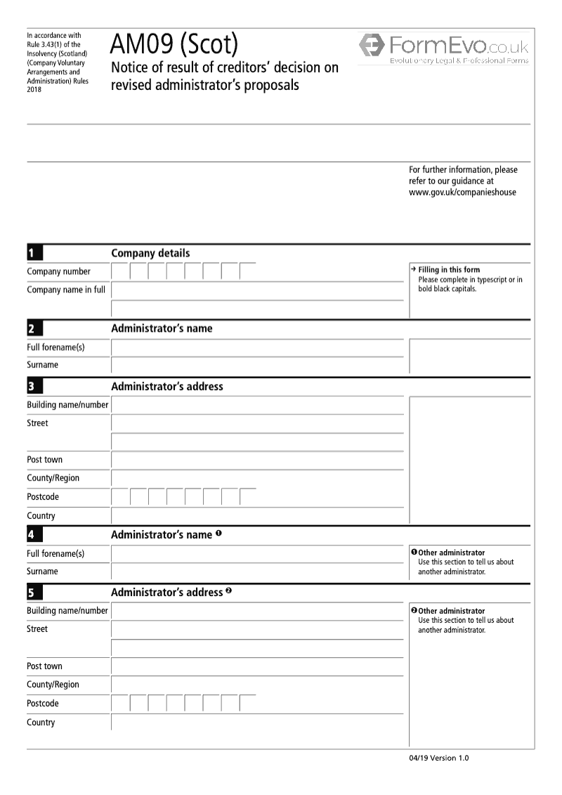 AM09 Scot Notice of Result of Creditors Decision on Revised Administrator s Proposals preview
