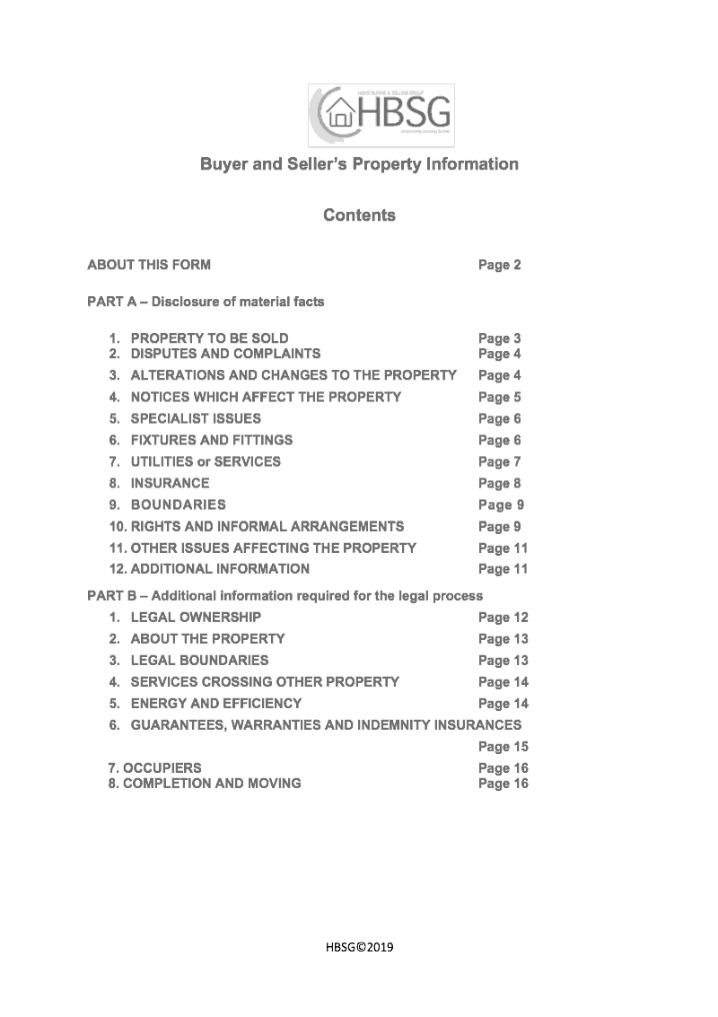 BASPI Buyers and Sellers Property Information Form preview