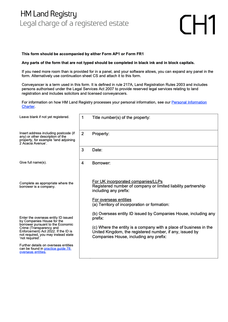 CH1X Legal charge of a registered estate Word Version preview