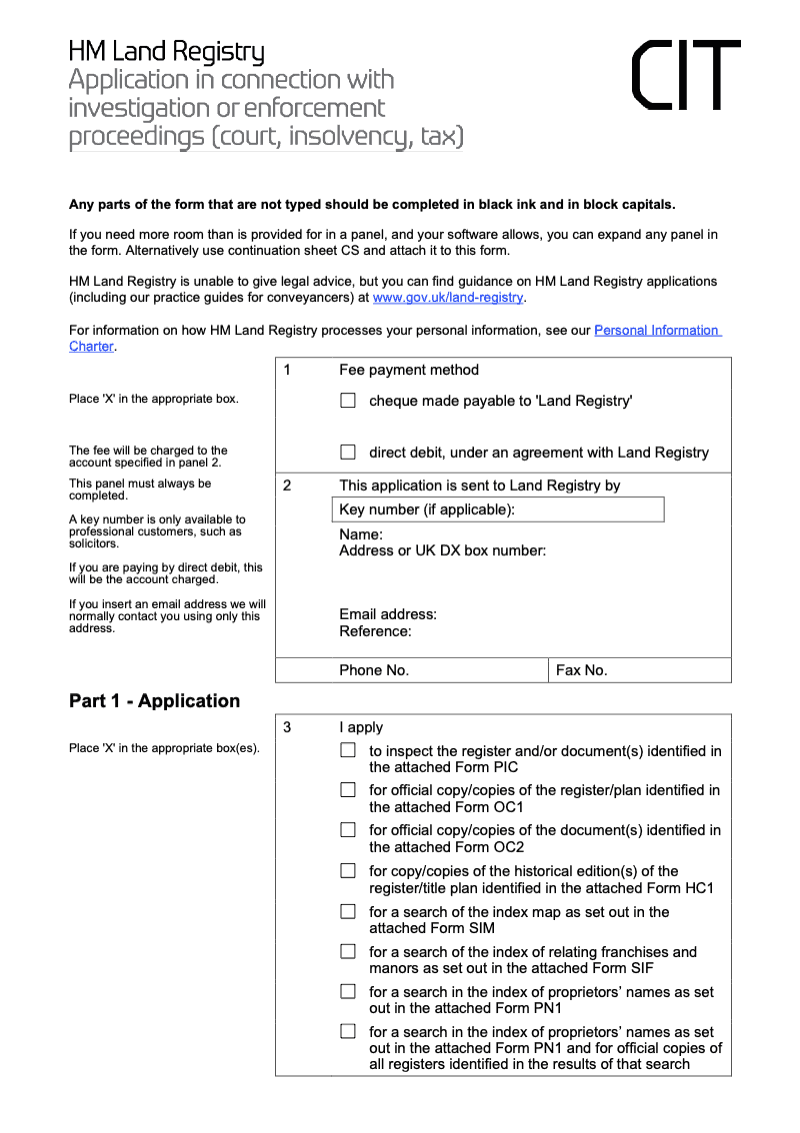 CITX Application in connection with court proceedings insolvency and tax liability preview