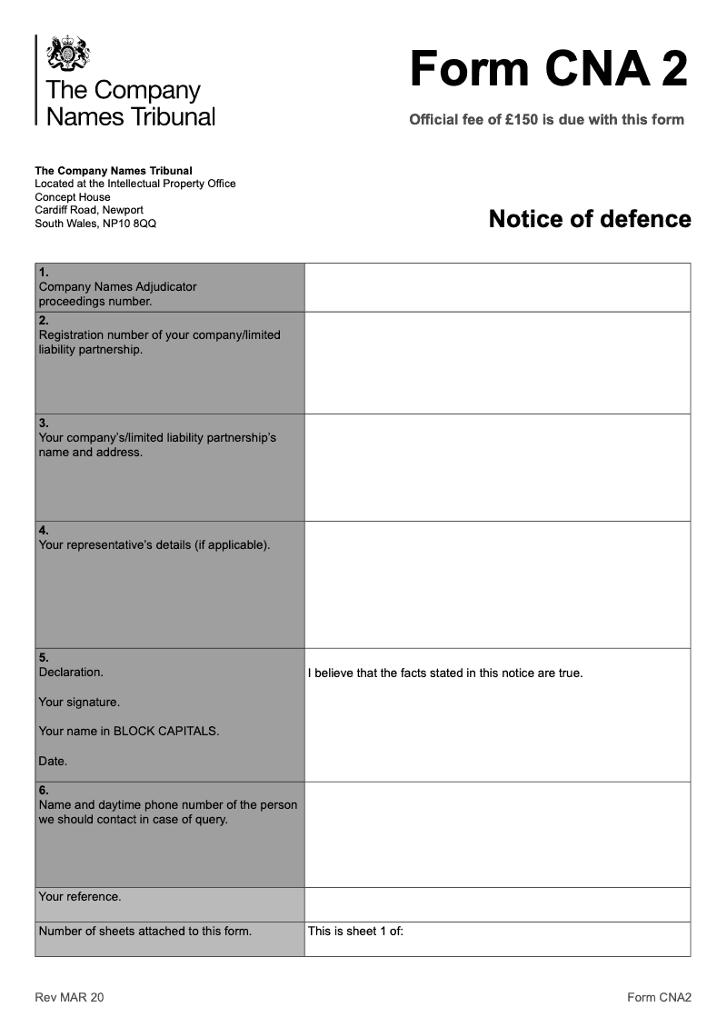 CNA2 Notice of defence preview