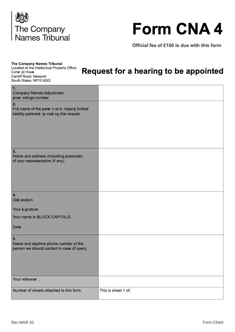 CNA4 Request for a hearing to be appointed preview