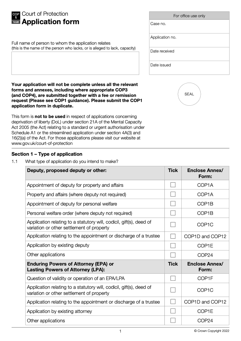 COP1 WF Application form COP Workflow form only preview