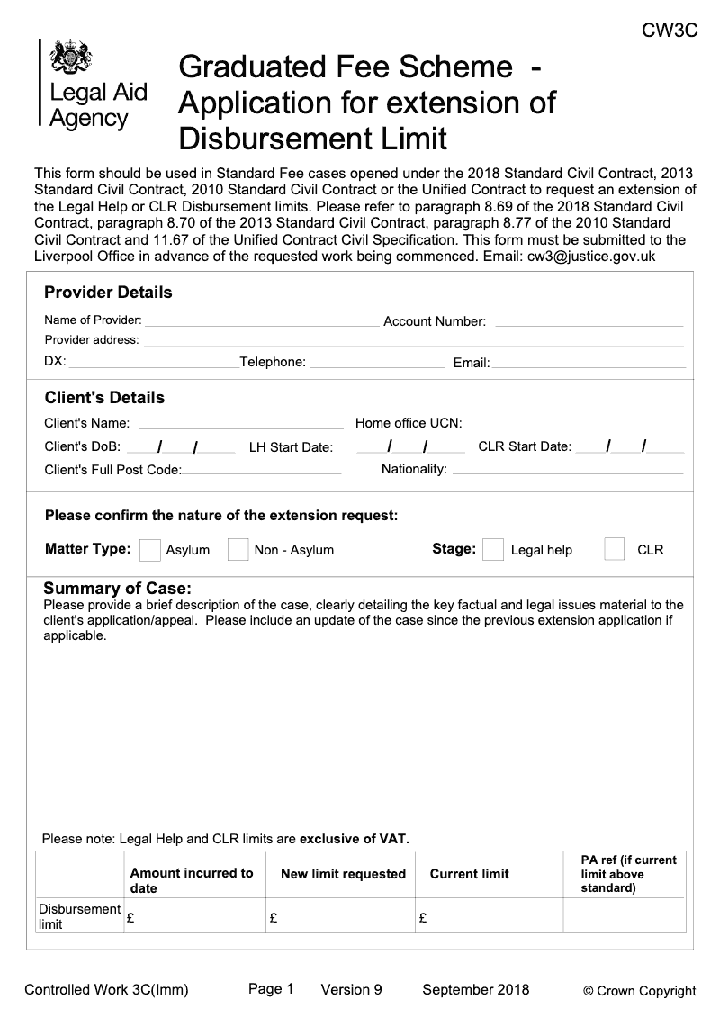 CW3C Imm Graduated Fee Scheme Application for extension of Disbursement Limit preview