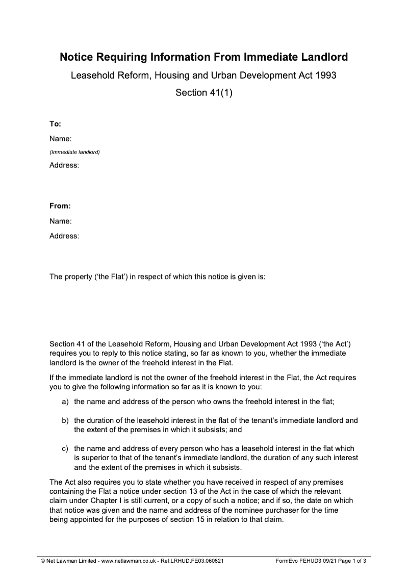 FEHUD3 Notice Requiring Information From Immediate Landlord Section 41 1 preview