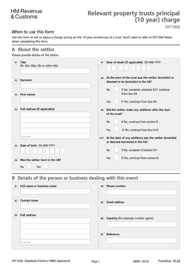 IHT100d 2025 Relevant property trusts principal preview