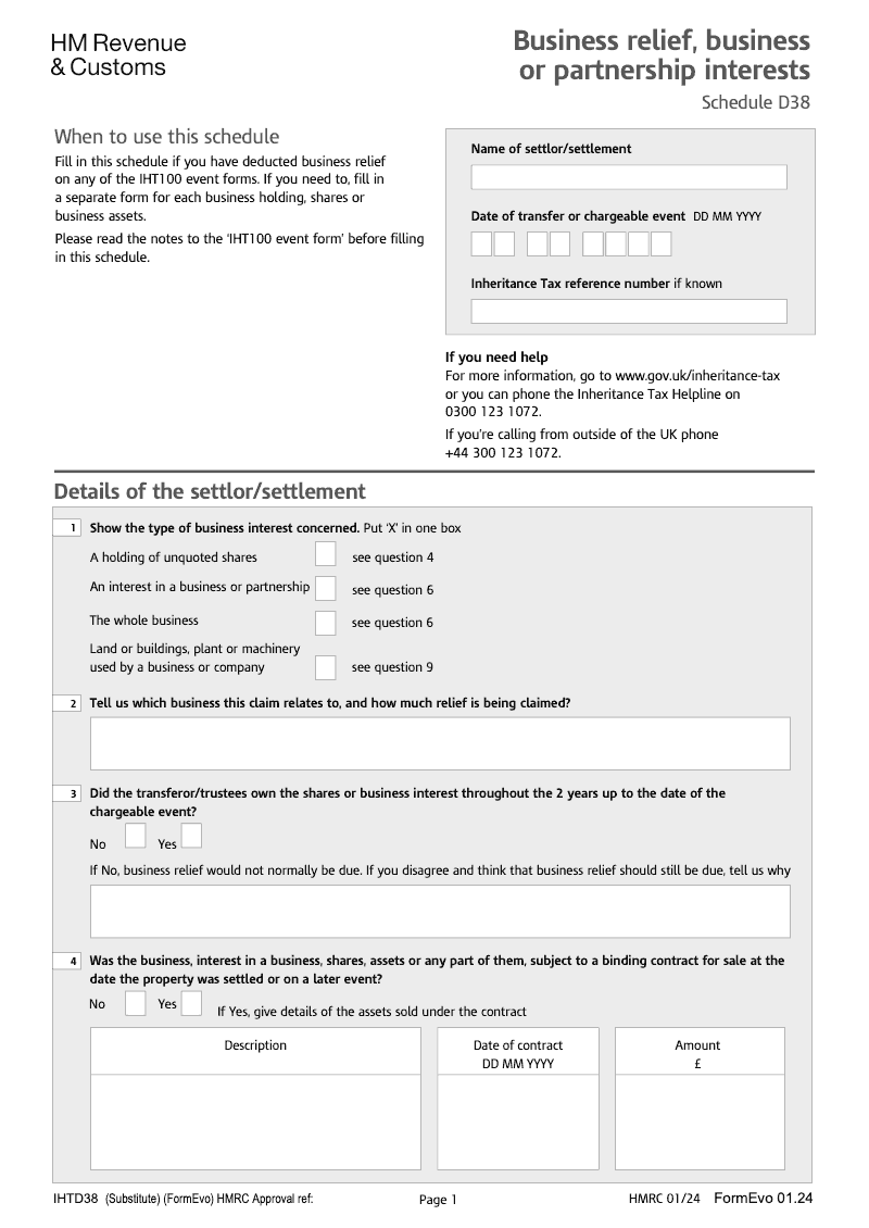 IHTD38 2025 Business Relief Business or Partnership Interests preview