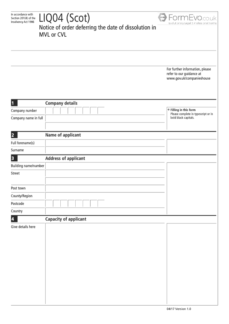 LIQ04 Scot Notice of Order Deferring the Date of Dissolution in MVL or CVL preview