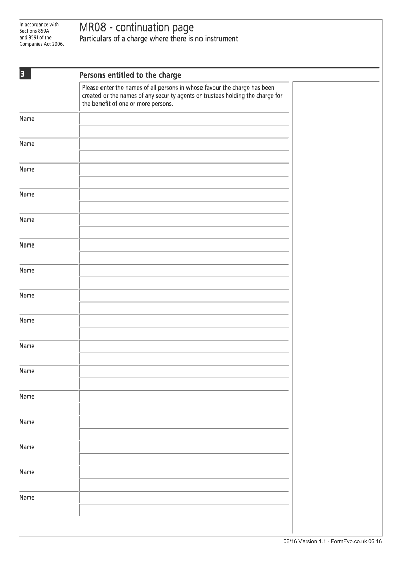 MR08 Continuation Page 1 Persons entitled to the charge continuation page MR08 Particulars of a charge where there is no instrument Section 859A and 859J preview