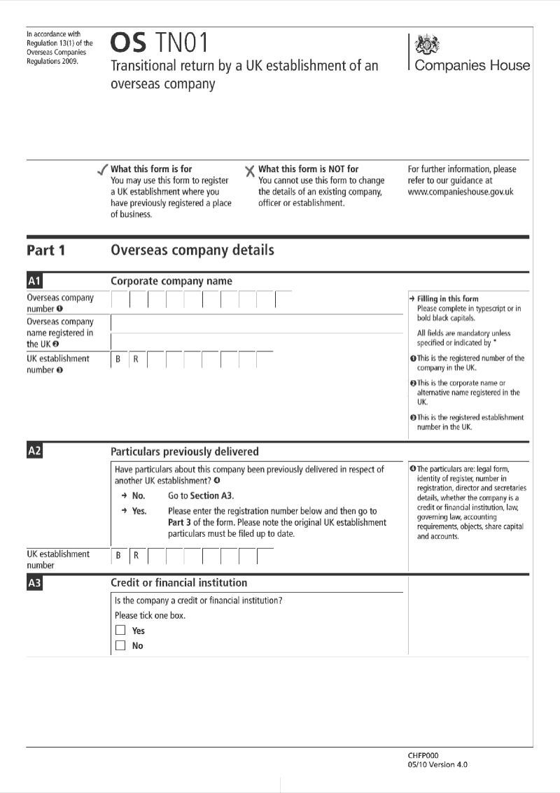 OS TN01 Transitional return by a UK establishment of an overseas company Regulation 13 1 preview