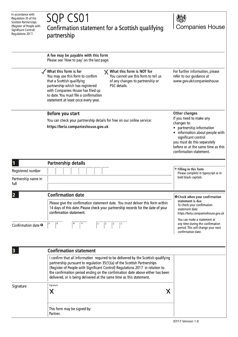 SQP CS01 Confirmation statement for a Scottish qualifying partnership preview