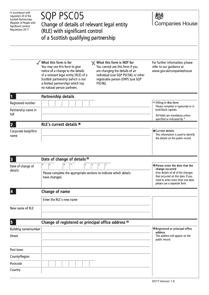 SQP PSC05 Change of details of relevant legal entity RLE with significant control of a Scottish qualifying partnership preview