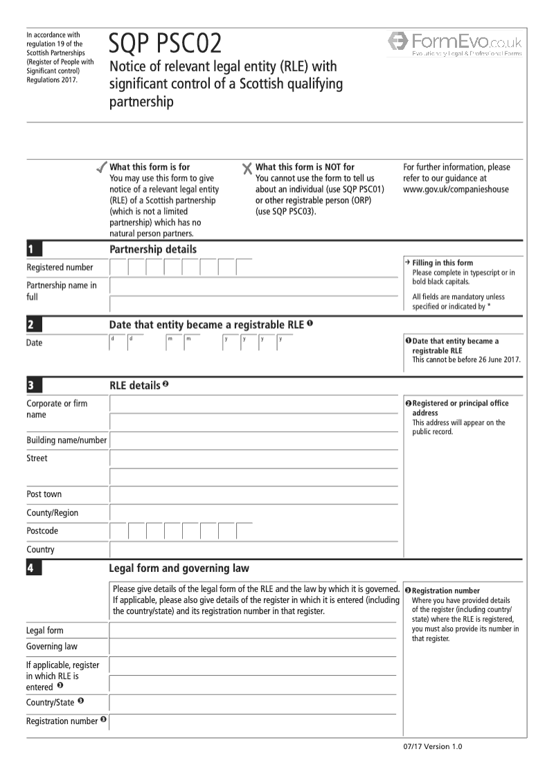 SQPPSC02 Notice of Relevant Legal Entity RLE with Significant Control of a Scottish Qualifying Partnership preview