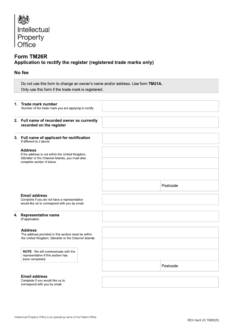 TM26 R Application to rectify the register preview