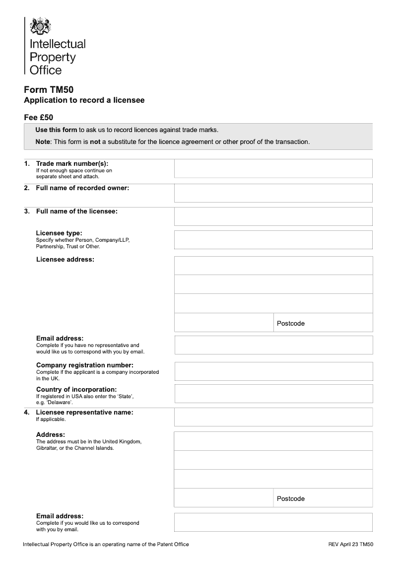 TM50 Application to record a licensee preview